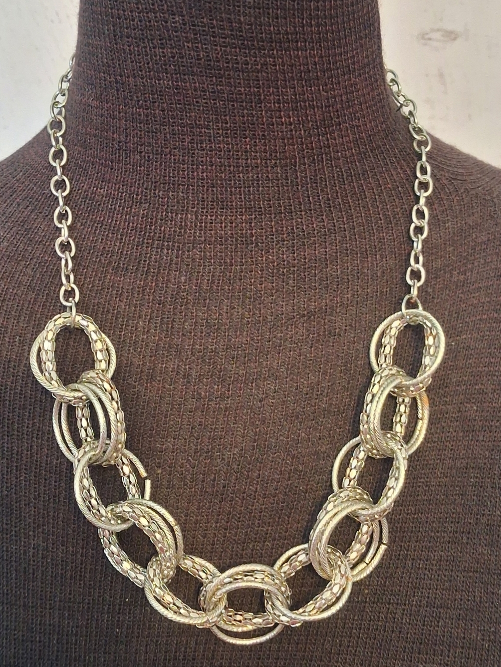 Paparazzi Silvertone Linked Circle Statement Necklace - Women Jewelry